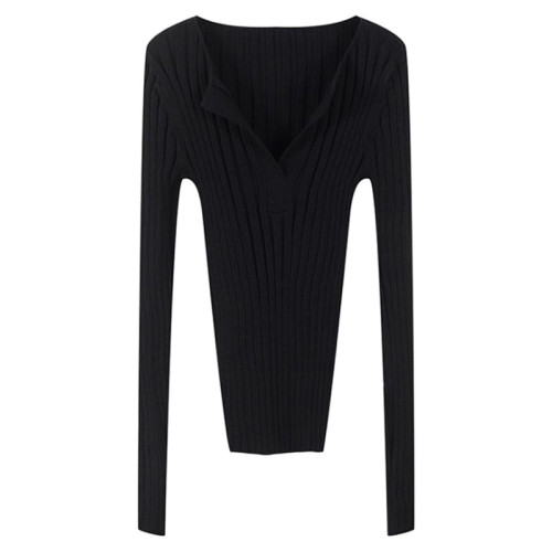 Tot 針織衫V領真絲羊絨基礎款打底衫上衣內搭百搭秋冬女羊毛