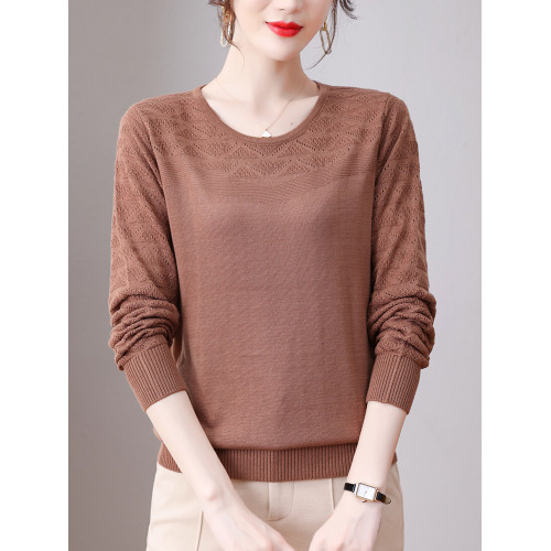 桑蠶絲長袖上衣女春秋季2025新款t恤媽媽小衫冰絲針織打底衫薄款