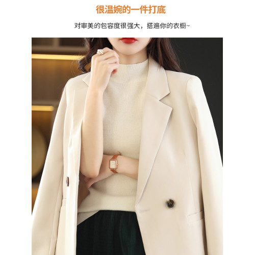 西裝打底衫女內搭半高領五分袖黑色修身薄款針織衫高級感中袖毛衣
