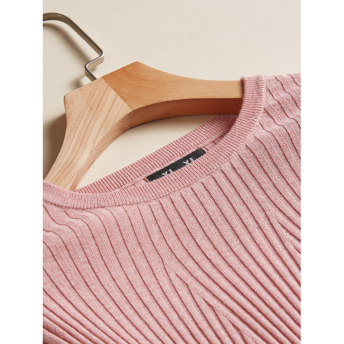 真絲羊絨混紡圓領打底衫桑蠶絲針織套頭衫薄款高彈力坑條毛衣女