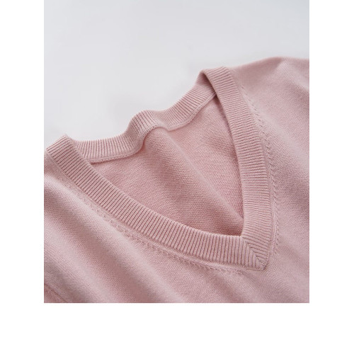 櫃貨！100%長絨棉 棉中貴族v領毛衣打底衫女士套頭針織衫上衣薄款