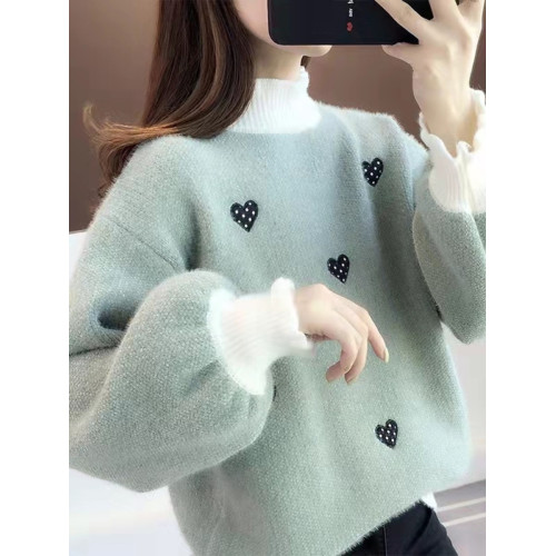 套頭毛衣女春秋冬季高中初中學生15嵗12女孩13加絨加厚針織打底衫