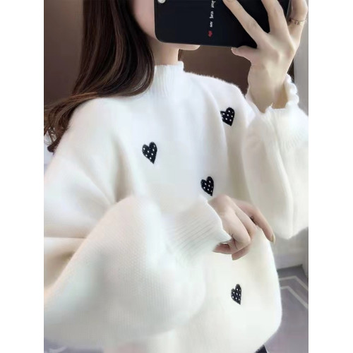 套頭毛衣女春秋冬季高中初中學生15嵗12女孩13加絨加厚針織打底衫