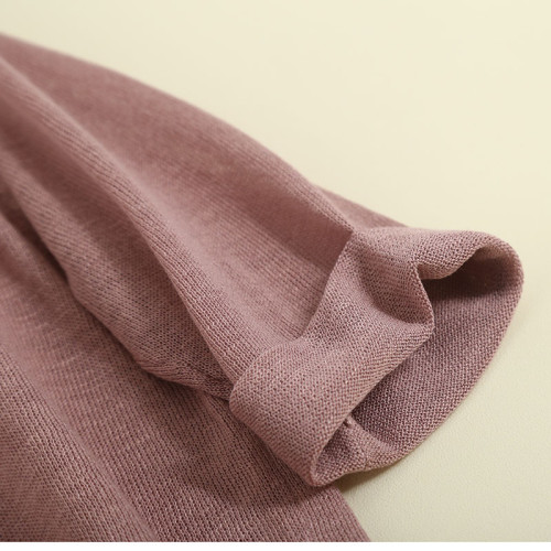 夏季女士亞麻短袖針織衫打底衫寬松套頭純色薄款透視性感顯瘦