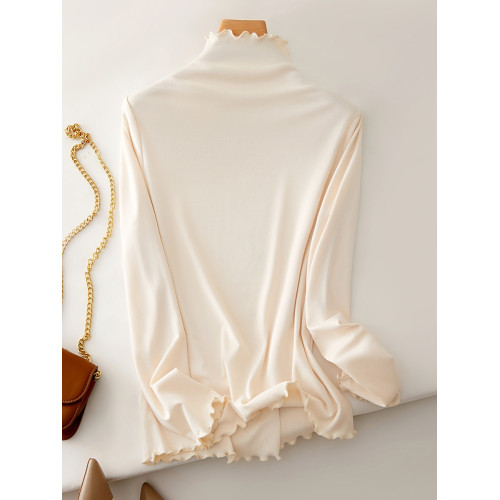 IHIMI經典修身打底衫女2025秋裝新款通勤毛衣高領純色針織上衣