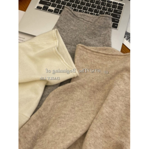 高領打底衫女春季別致絕美毛衣高級感軟糯羊毛衫內搭堆堆領羊絨衫