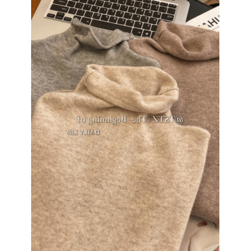 高領打底衫女春季別致絕美毛衣高級感軟糯羊毛衫內搭堆堆領羊絨衫