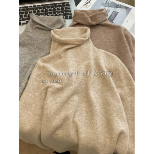 高領打底衫女春季別致絕美毛衣高級感軟糯羊毛衫內搭堆堆領羊絨衫