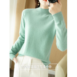秋冬新款羊絨衫女半高領100%純山羊絨修身毛衣針織打底衫羊毛衫