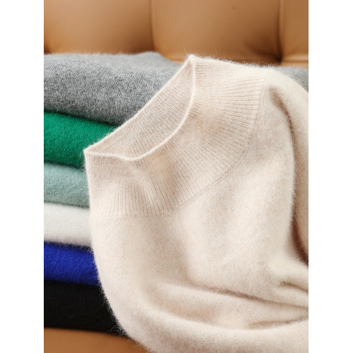 秋冬新款羊絨衫女半高領100%純山羊絨修身毛衣針織打底衫羊毛衫