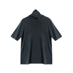 2025春秋款高領短袖內搭打底衫女羊毛針織毛衣堆堆領套頭氣質上衣