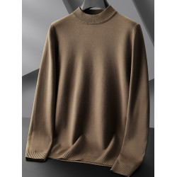 大碼男士針織衫胖子秋季寬松毛線衣半高領打底衫加肥加大純色毛衣