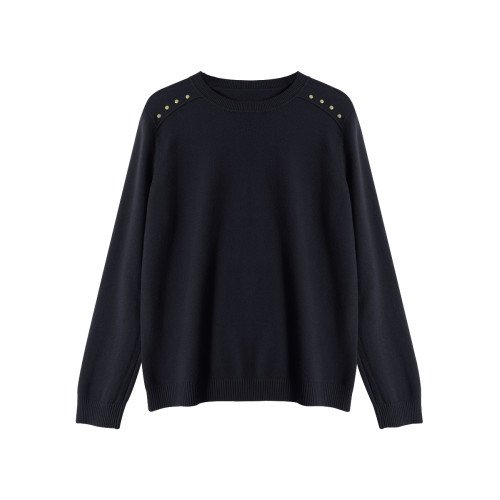 2025春季新款羊毛圓領長袖針織衫毛衣女寬松顯瘦上衣純色打底衫