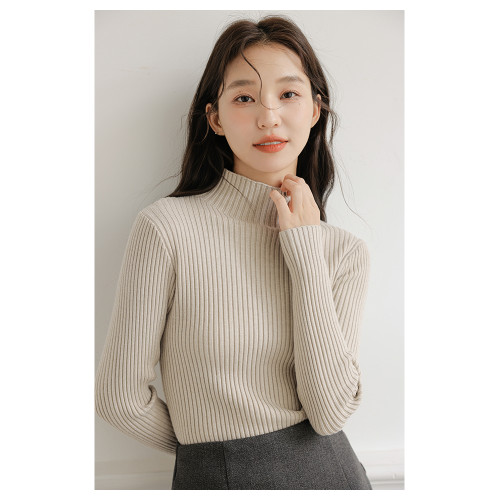 半高領針織衫女2025秋冬修身內搭加厚黑色毛衣長袖套頭打底衫上衣