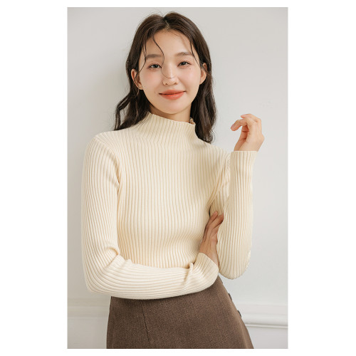 半高領針織衫女2025秋冬修身內搭加厚黑色毛衣長袖套頭打底衫上衣