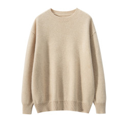 2024秋冬新款圓領加厚山羊絨衫女毛衣寬松大碼打底衫女純色