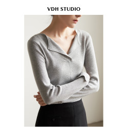 VDH STUDIO 通勤氣質V領羊毛內搭毛針織衫女春打底衫上衣