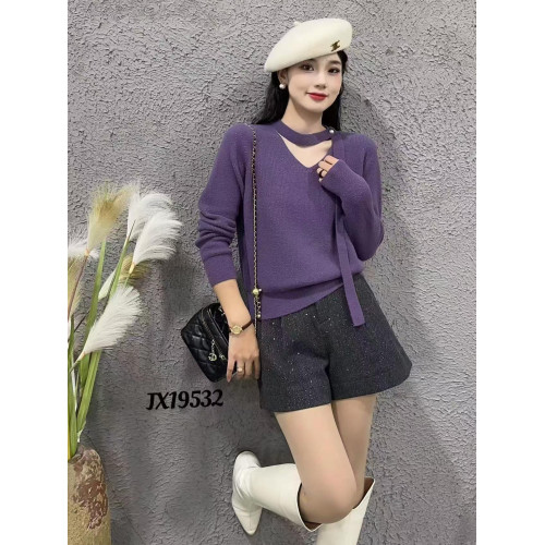 2024今年流行歐貨毛衣粉色漸變色套頭半高領鏤空長袖針織打底衫女