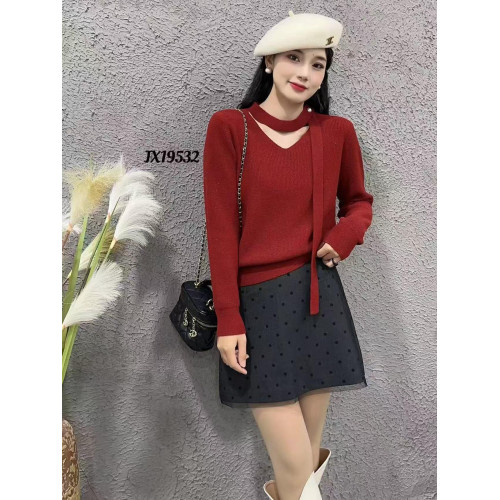 2024今年流行歐貨毛衣粉色漸變色套頭半高領鏤空長袖針織打底衫女