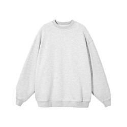 淺花灰360g重磅華棉圓領衛衣男女款秋冬季厚實打底衫套頭寬松外套