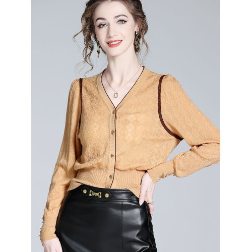 毛衣女2025春裝新款法式小香提花針織開衫上衣高級洋氣羊毛打底衫