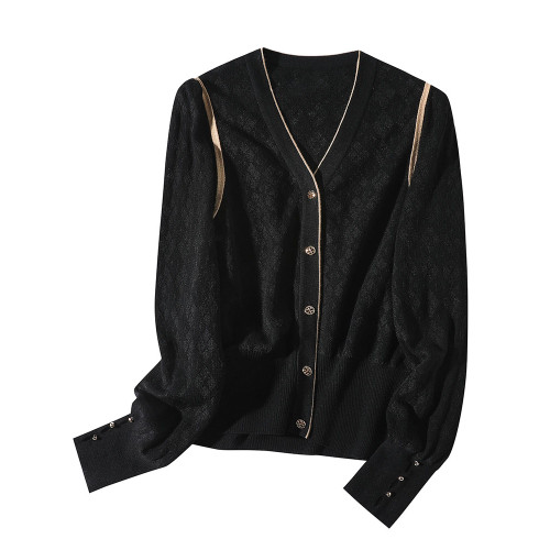 毛衣女2025春裝新款法式小香提花針織開衫上衣高級洋氣羊毛打底衫