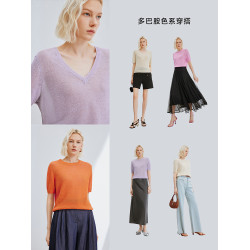 朗姿漢麻氣質夏季薄款短袖高級感打底衫上衣2024年新款毛針織衫女