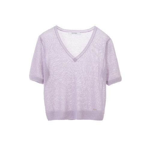 朗姿漢麻氣質夏季薄款短袖高級感打底衫上衣2024年新款毛針織衫女