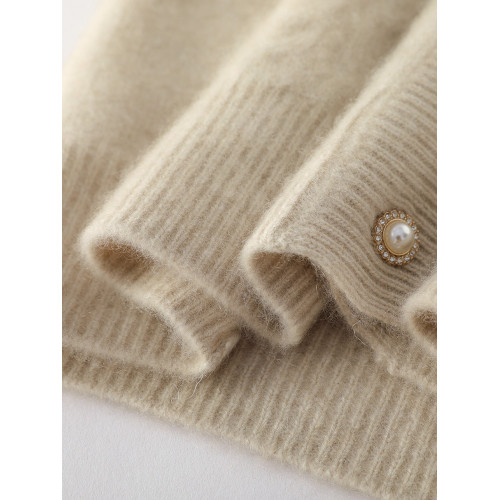 秋冬新款羊毛開衫女v領純色韓版純羊毛長袖毛衣女外套針織打底衫