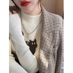 半高領針織衫女2025秋季新款修身顯瘦內搭打底衫洋氣獨特別致上衣