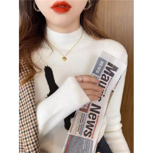 半高領針織衫女2025秋季新款修身顯瘦內搭打底衫洋氣獨特別致上衣