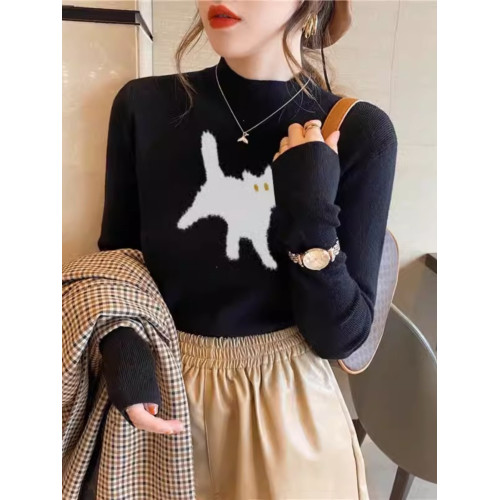 半高領針織衫女2025秋季新款修身顯瘦內搭打底衫洋氣獨特別致上衣