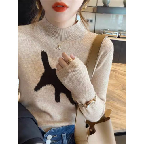 半高領針織衫女2025秋季新款修身顯瘦內搭打底衫洋氣獨特別致上衣