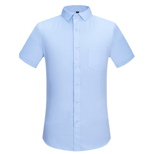 潮牌夏季酒紅色短袖襯衫男商務職業工裝斜紋襯衣男半袖薄款打底衫