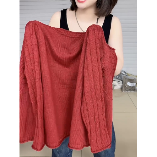 新款慵懶風年輕媽媽潮流圓領針織開衫簡約百搭純色上衣洋氣打底衫