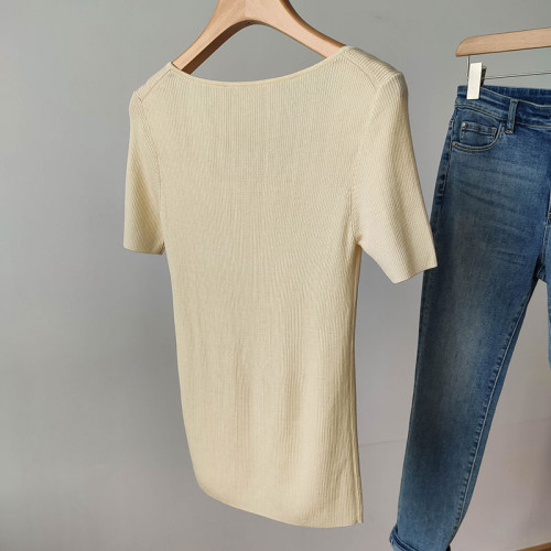 自畱四色！好舒服！天絲蠶絲混紡，紙片人春夏薄款長袖U領T打底衫