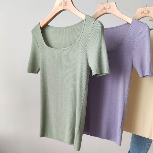 自畱四色！好舒服！天絲蠶絲混紡，紙片人春夏薄款長袖U領T打底衫