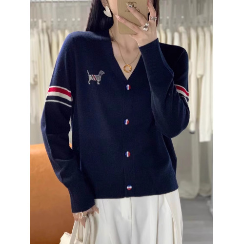 tb短袖女裝夏季上衣t恤女新款藏青色小狗桑蠶絲藏藍色羊毛針織衫