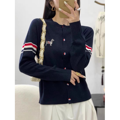 tb短袖女裝夏季上衣t恤女新款藏青色小狗桑蠶絲藏藍色羊毛針織衫