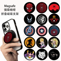 Magsafe強吸啪嗒英雄聯盟鋼鐵人蜘蛛人磁吸手機支架折曡伸縮悟飯