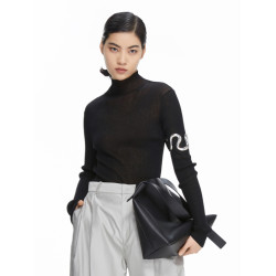 JNBY/江南布衣折釦春夏長袖毛衫針織衫套頭修身半高領打底衫女