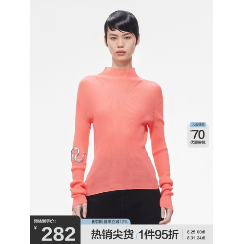 JNBY/江南布衣折釦春夏長袖毛衫針織衫套頭修身半高領打底衫女