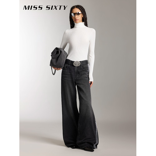 Miss Sixty針織衫女套頭高領坑條羅紋修身打底衫上衣高智感氣質