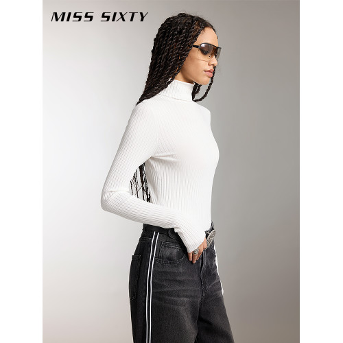 Miss Sixty針織衫女套頭高領坑條羅紋修身打底衫上衣高智感氣質