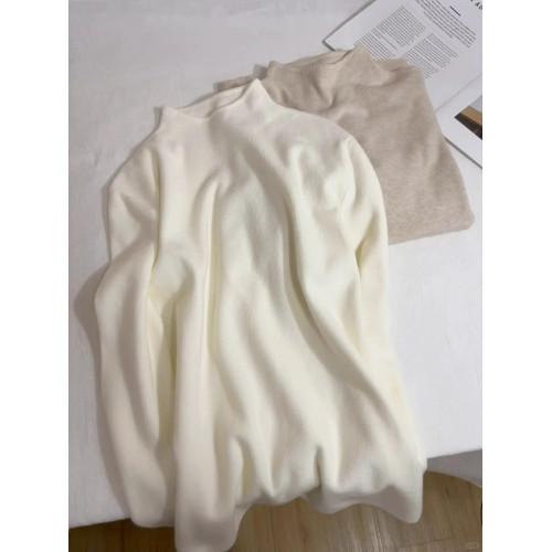 拉夏貝爾針織打底衫女春秋季2024新款小立領冬季內搭加絨毛衣上衣