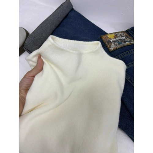 拉夏貝爾針織打底衫女春秋季2024新款小立領冬季內搭加絨毛衣上衣