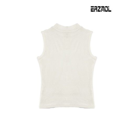 EAZMOL秋款吊帶背心女休閒內搭打底衫中圓領純色時尚百搭無袖上衣