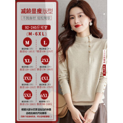 胖mm秋冬高級大碼半高領羊毛毛衣女寬松遮肚子內搭針織羊毛打底衫