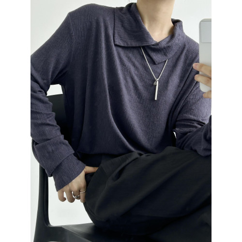 ASAE Le風肌理感垂感襯衣寬松男女中性風翻領長袖打底衫