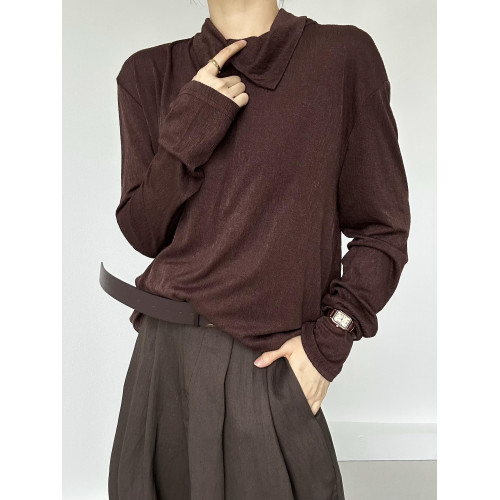 ASAE Le風肌理感垂感襯衣寬松男女中性風翻領長袖打底衫